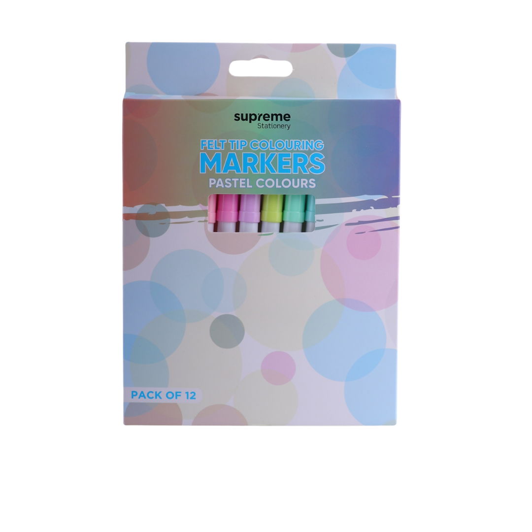 COLOURING MARKERS 12PC PASTEL (MK-0888)