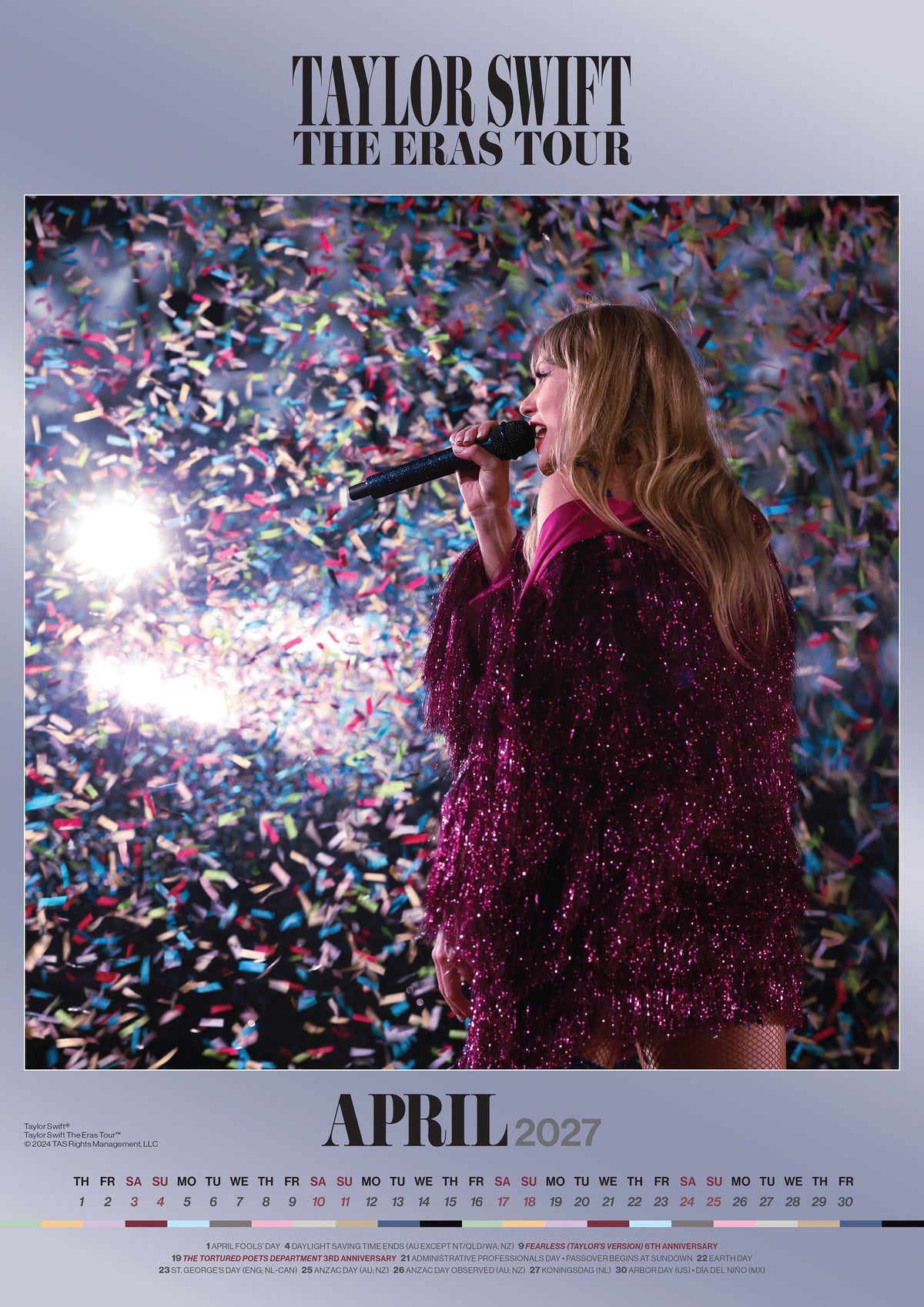 TAYLOR SWIFT 2027 A3 CALENDAR (6210)