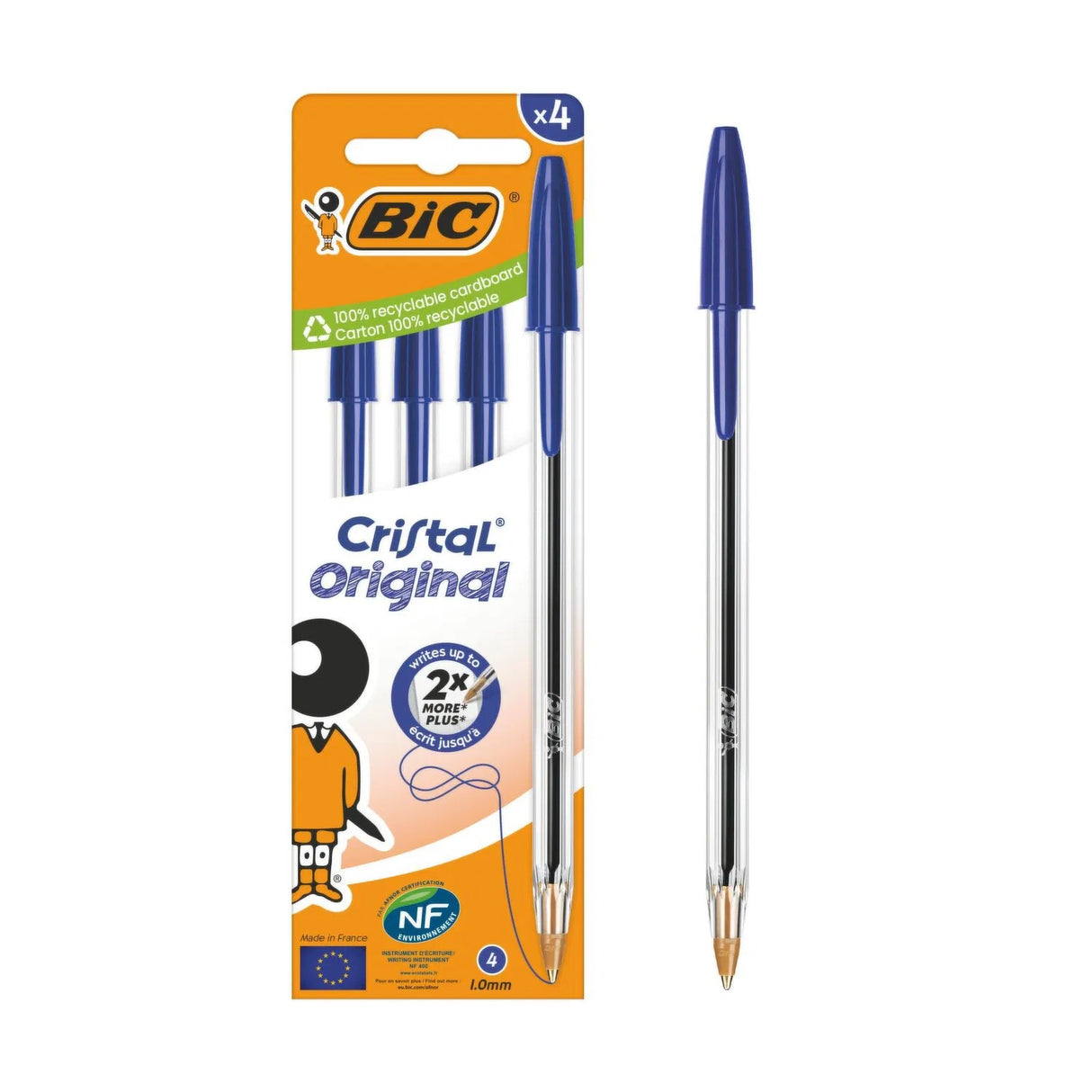 BIC CRISTAL PENS BLUE 4PK (516332)