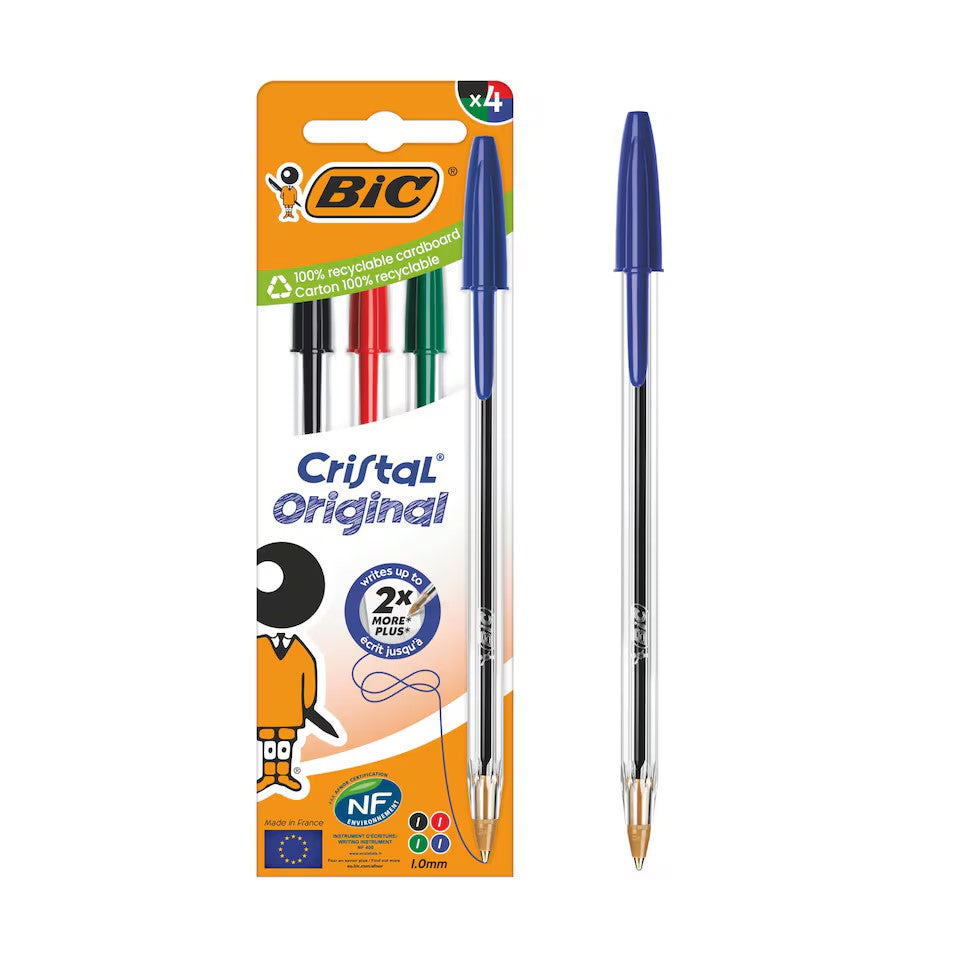 BIC CRISTAL PENS ASSORTED 4PK (516834)
