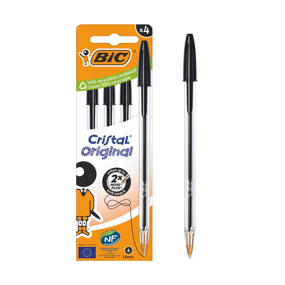 BIC PENS BLACK 4PK (516335)