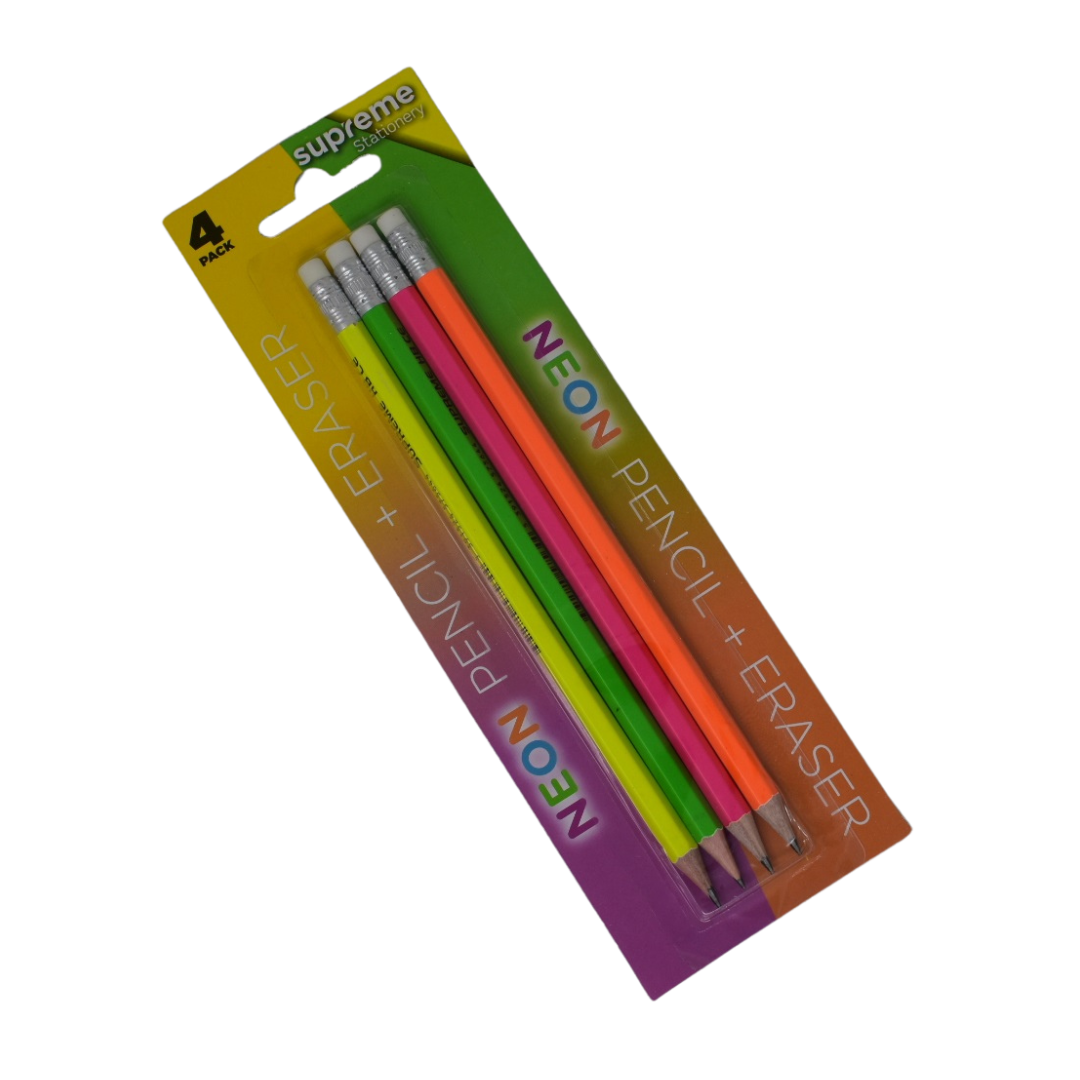 PENCIL HB R/TOP 4PK NEON (HB-5644)