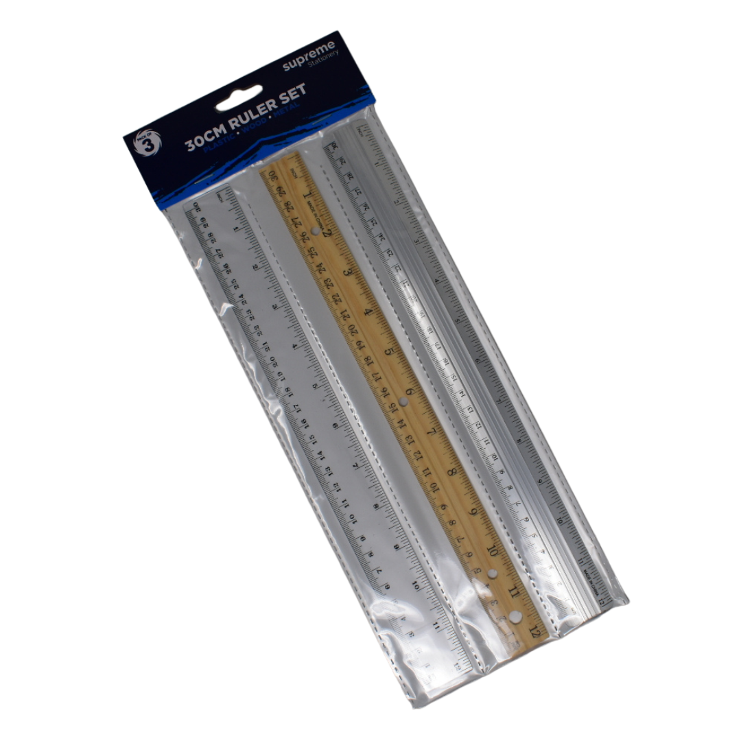 RULERS STEEL/WOOD/PLASTIC 3PK (RL-3213)