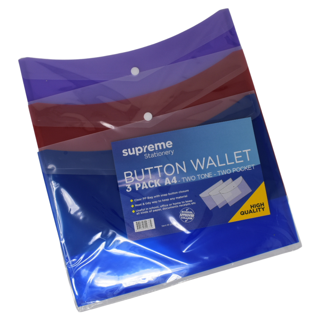 BUTTON WALLET A4 TWO TONE 3PK (W-209E)
