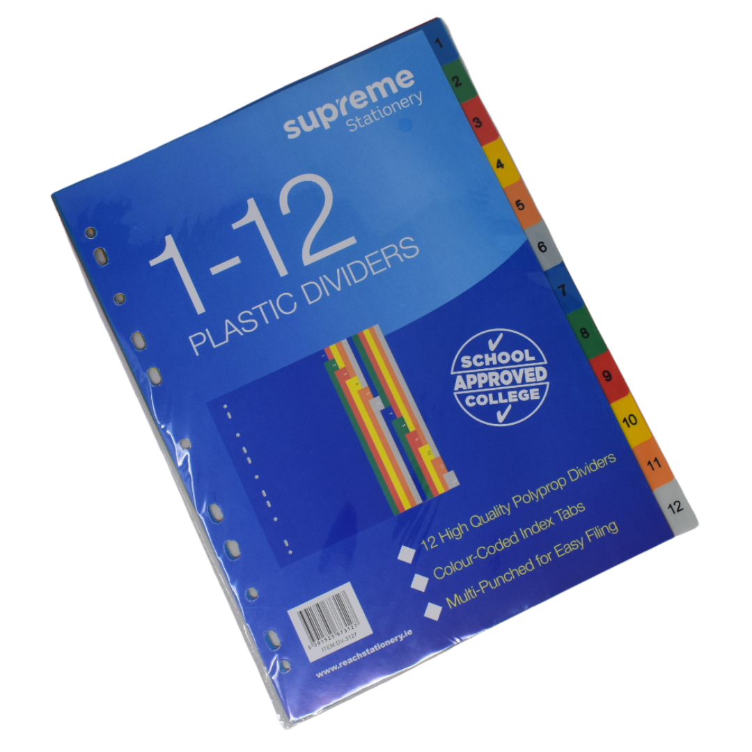 SUBJECT DIVIDERS PLASTIC 1-12 (DV-3127)