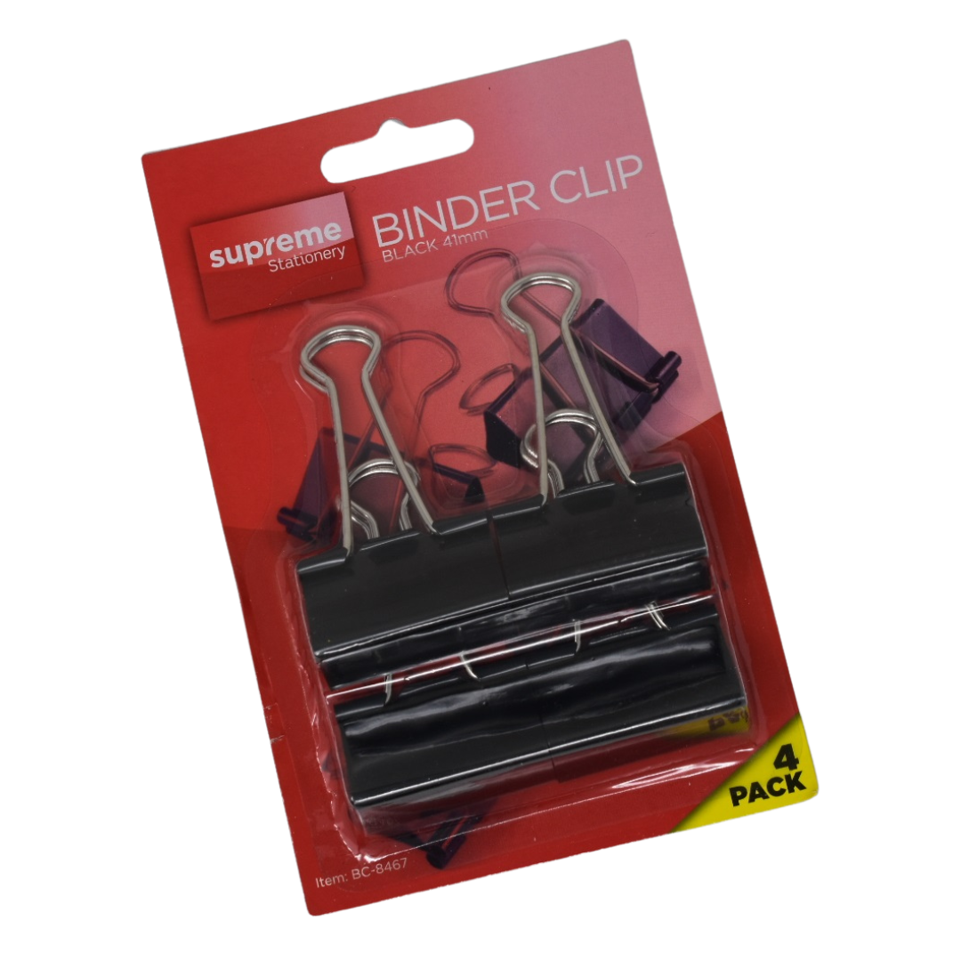 BINDER CLIP BLACK 41MM 4PK (BC-8467)