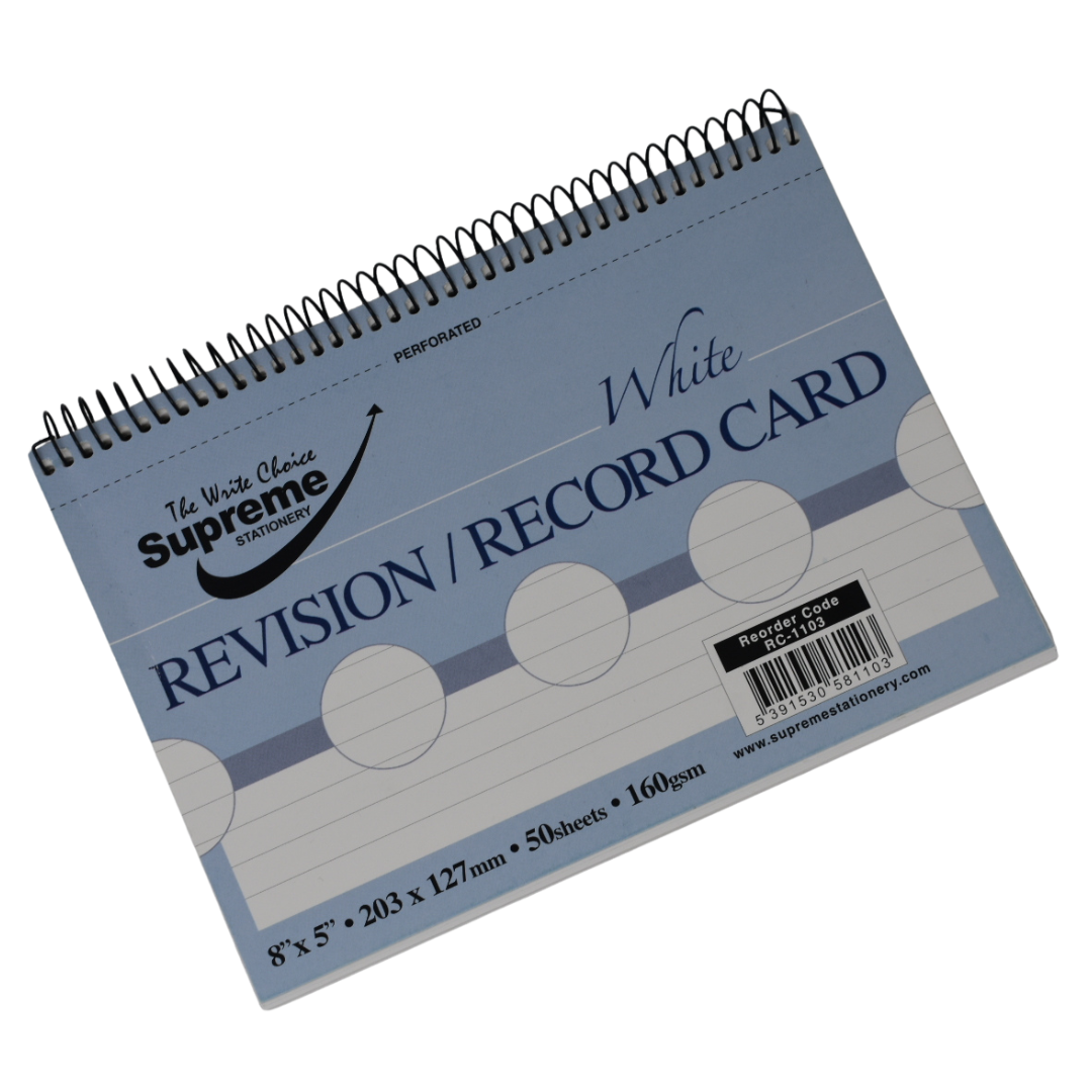 RECORD CARD 8X5 SPIRAL WHITE (RC-1103)