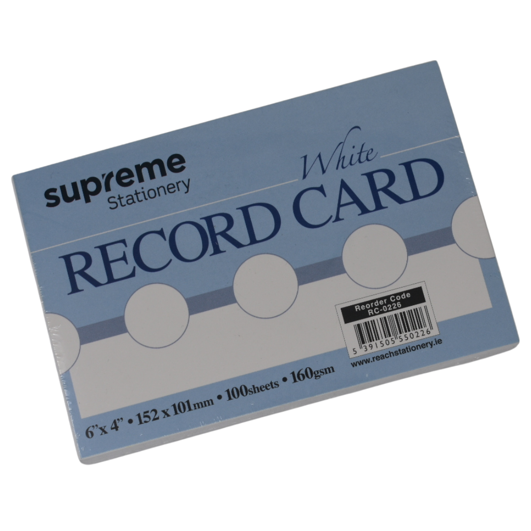 RECORD CARD 6X4 WHITE PLAIN (RC-0226)