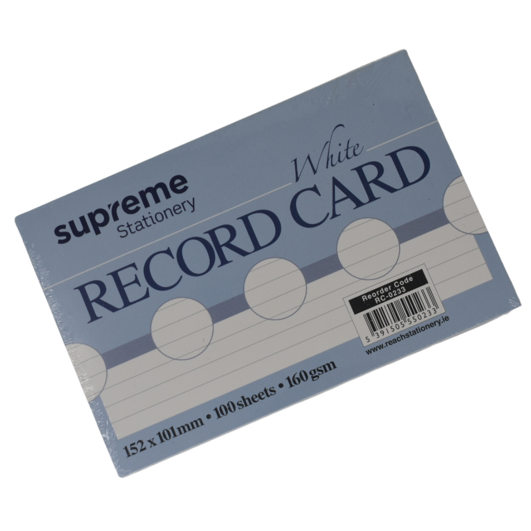 RECORD CARD 6X4 WHITE RULED (RC-0233)