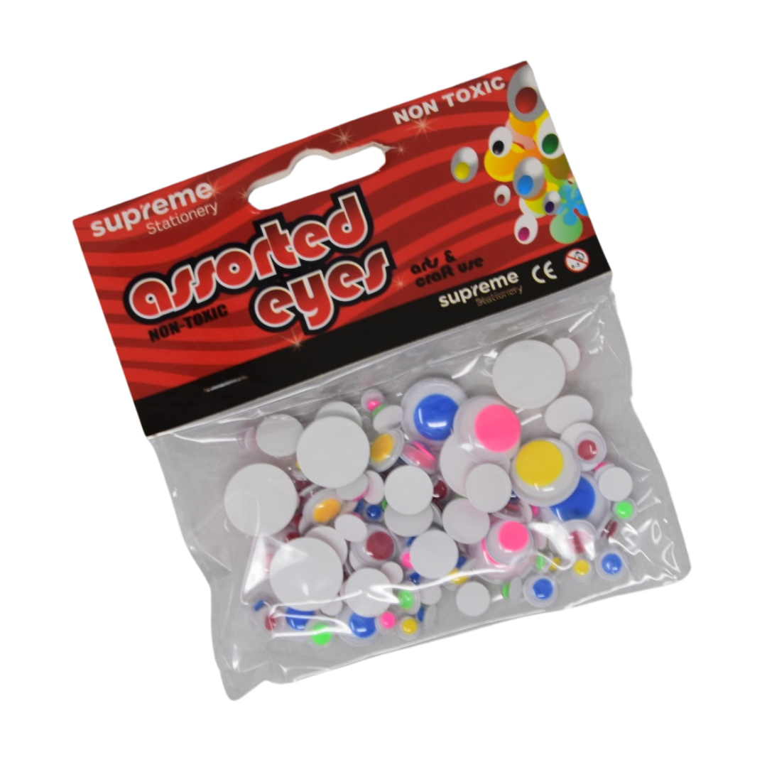 GOOGLY EYES ASST SIZE/COL 100PK (YJ-015)