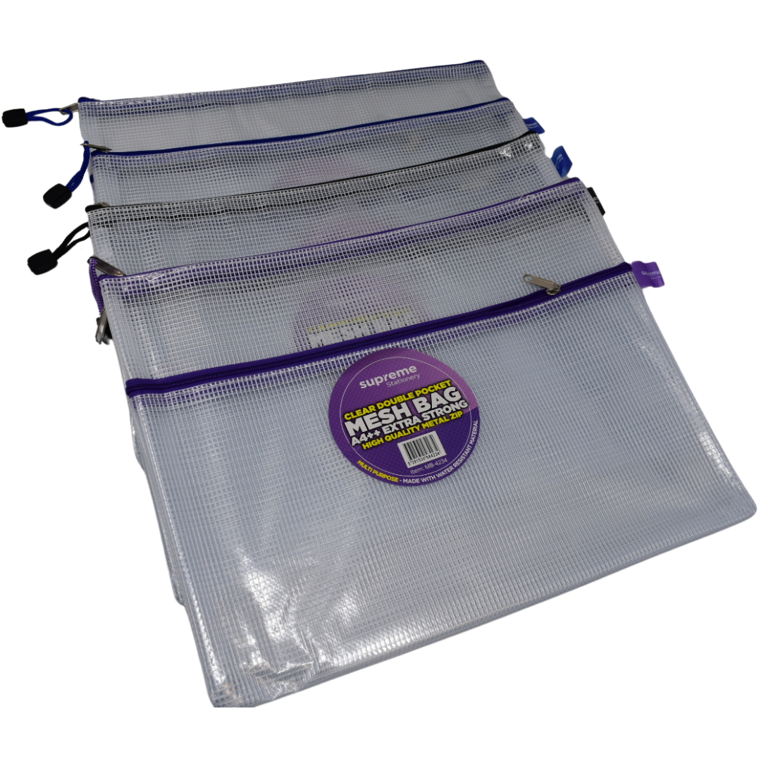 MESH BAG DOUBLE ZIP A4+ 50MIC (MZ-4234)