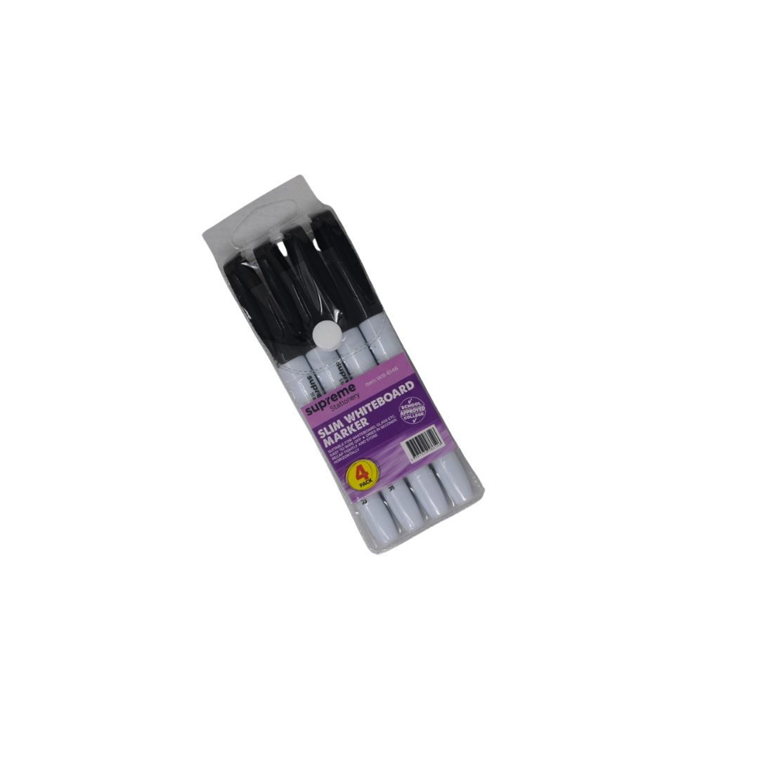 WHITEBOARD MARKERS 4PK SLIM BLK(WB-6146)