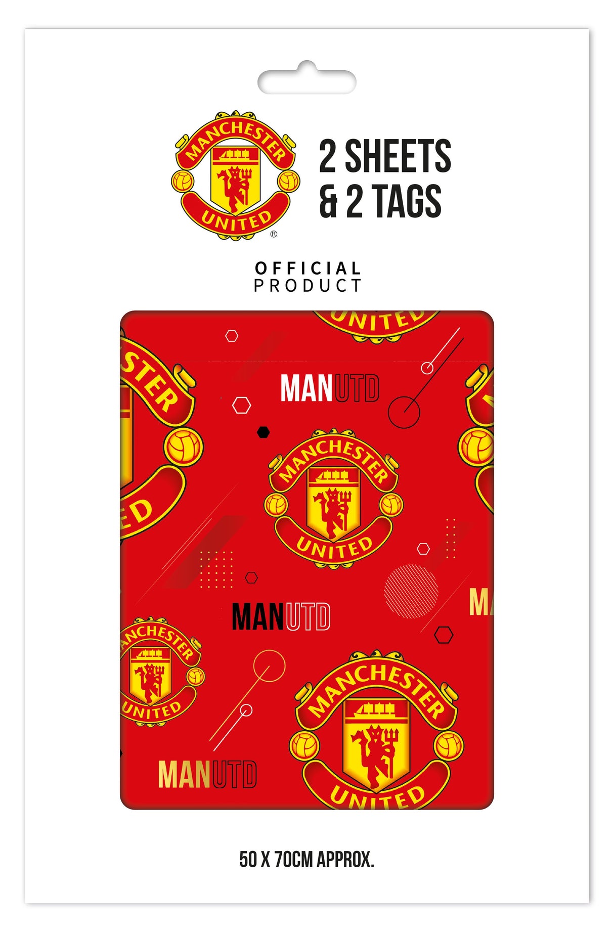 MAN UTD GIFTWRAP 2 SHEET & TAGS (MUW02)