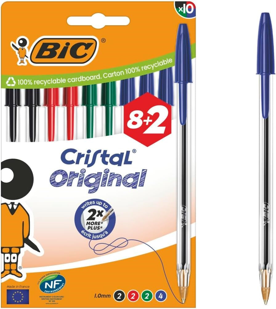 BIC PEN CRISTAL ASSORTD 10 PACK
