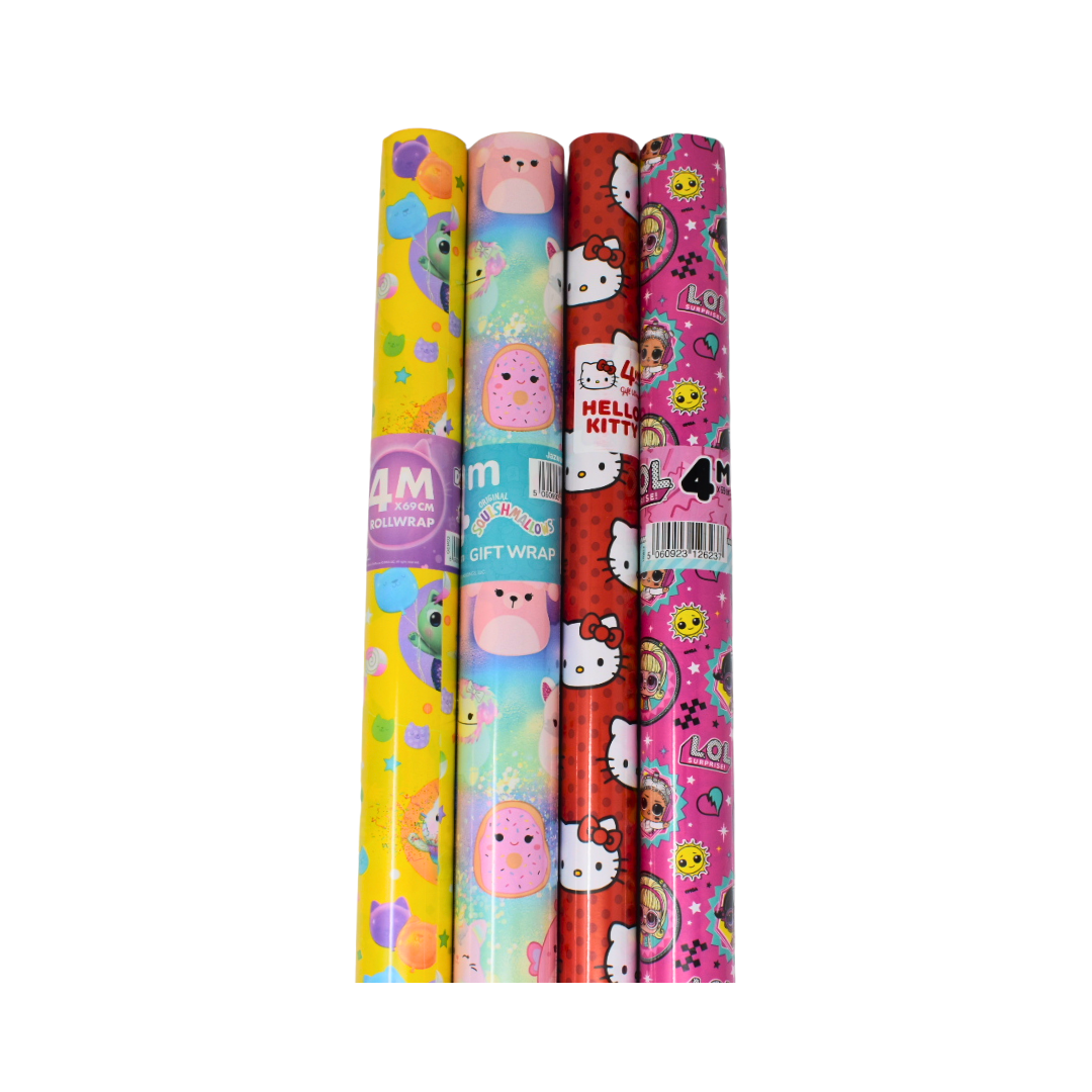 GIFTWRAP 4M LICENCED GIRLS DESIGNS (B2)