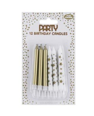 GOLD STAR METALLIC CANDLES 12 (33712-SC)