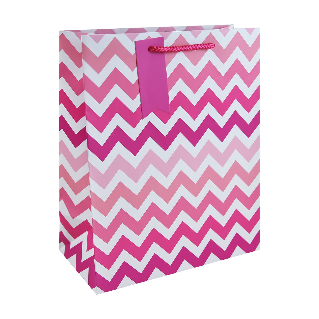 GIFT BAG PINK CHEVRON LARGE (34906-2C)