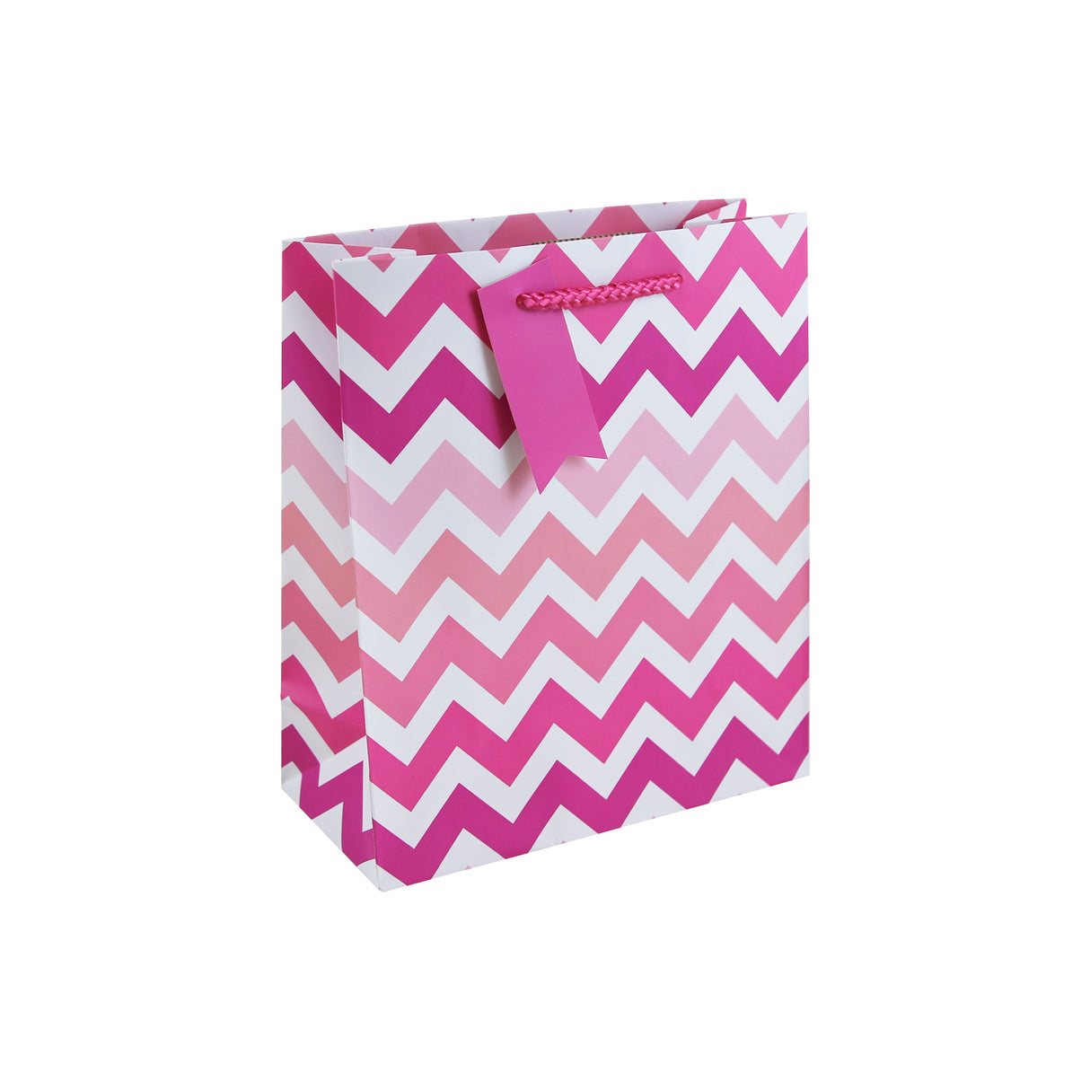 GIFT BAG PINK CHEVRON MEDIUM (34906-3C)