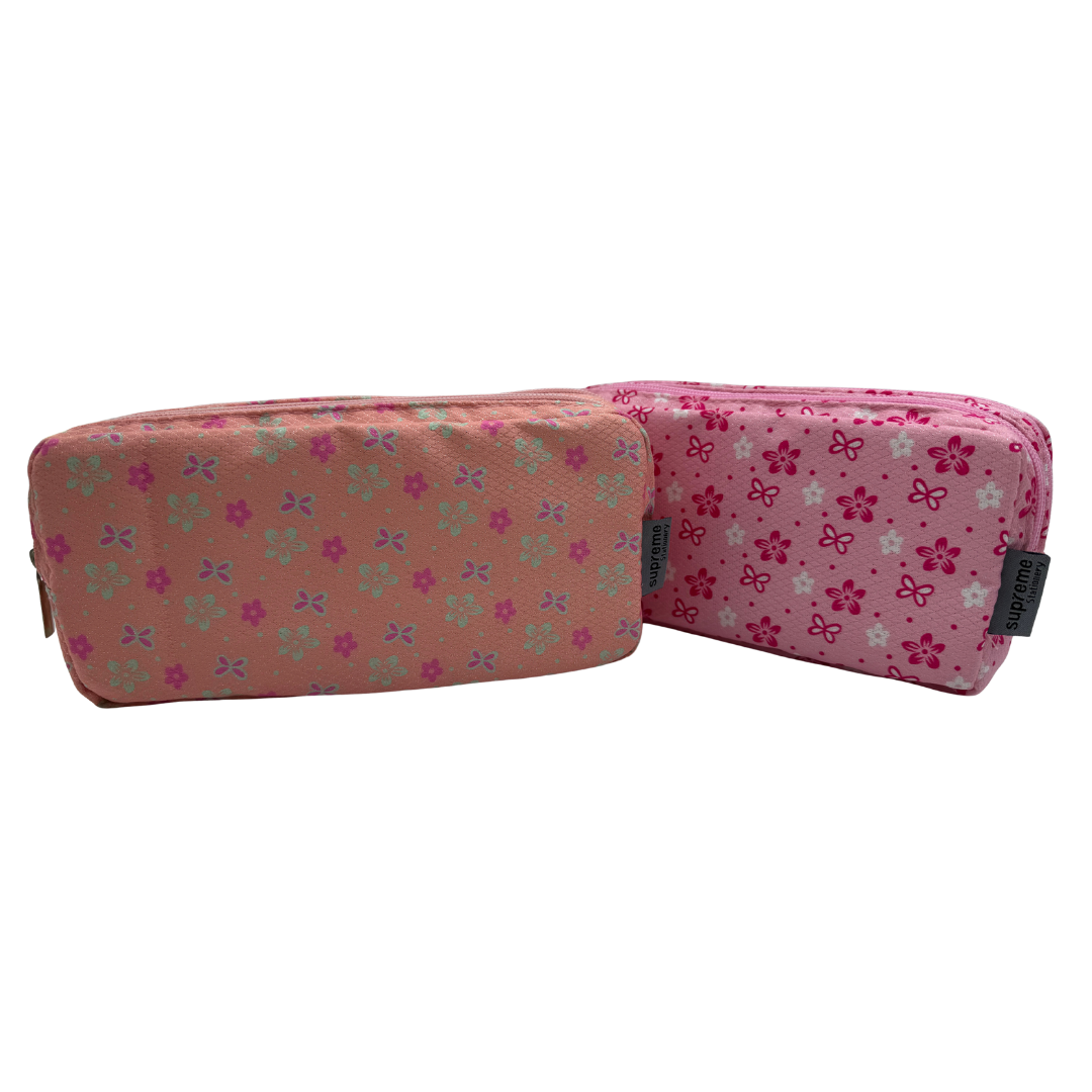 TRIPLE PENCIL CASE PINK FLOWER (PC-5579)