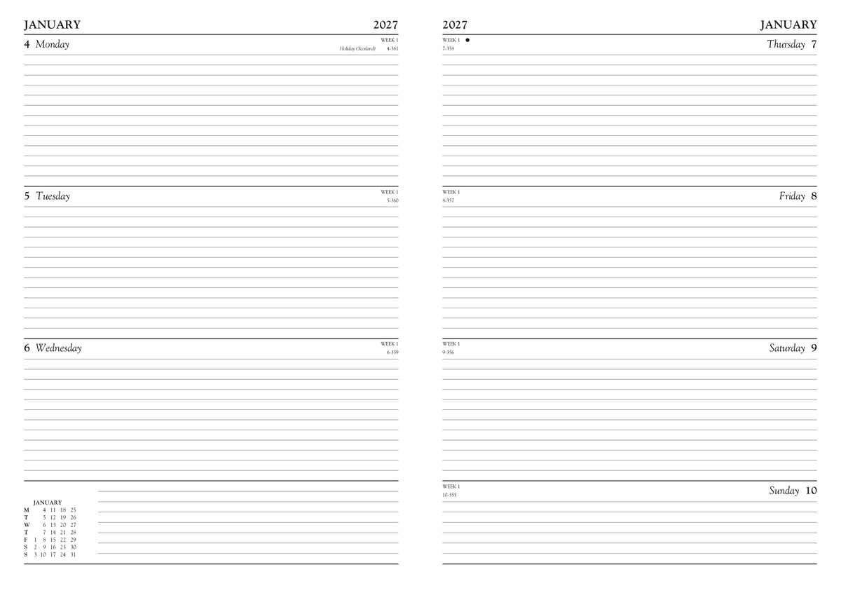 DIARY 2027 A4 WEEK TO VIEW (27-TA43)