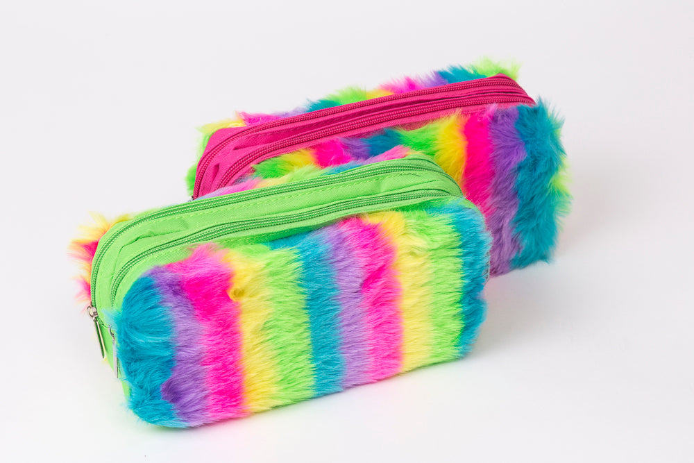 DOUBLE PENCIL CASE FURRY NEON (PC-4685)