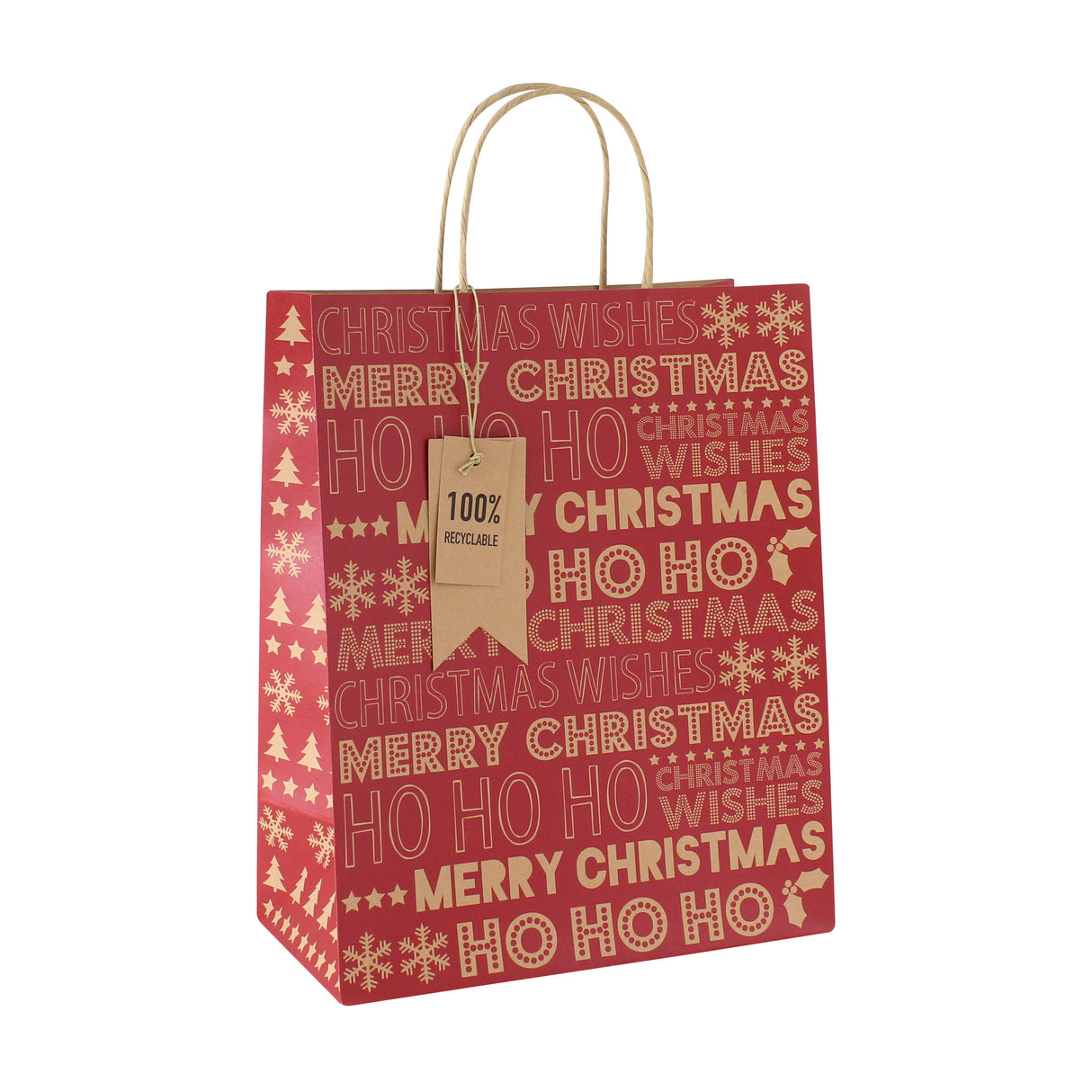 GIFTBAG KRAFT XMAS TEXT LG (X-29199-2CC)