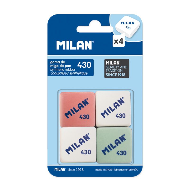 MILAN 430 4 PACK ERASERS (BYMM9215)