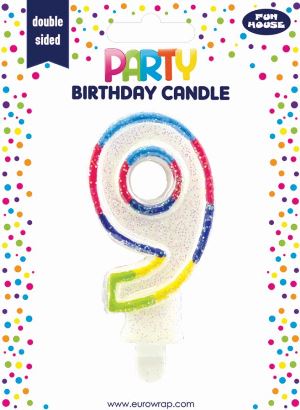 BIRTHDAY CANDLE 9 GLITTERED (6828-9-OBB)