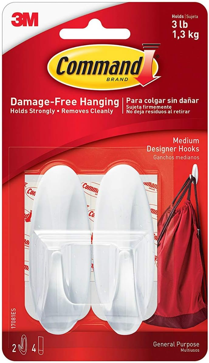COMMAND 2PK MEDIUM PLASTIC HOOKS (17081)