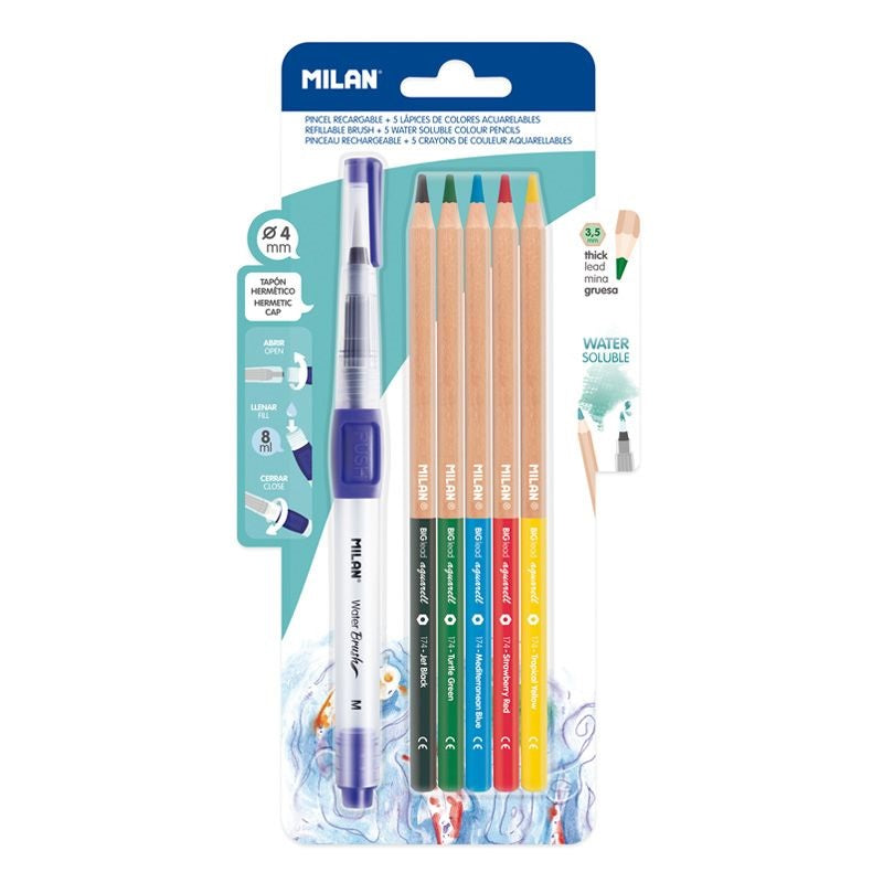 MILAN WATER BRUSH + 5 SOL COL (BWM10401)