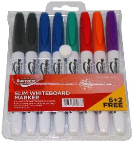 WHITEBOARD MARKER SLIM 8PK (WB8-9876)