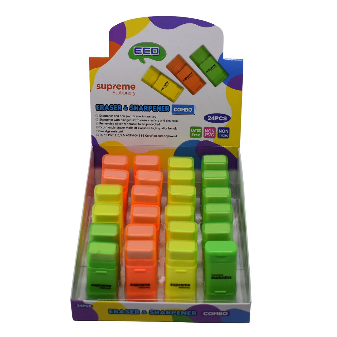ERASER AND SHARPENER SQ NEON (ER-09604)