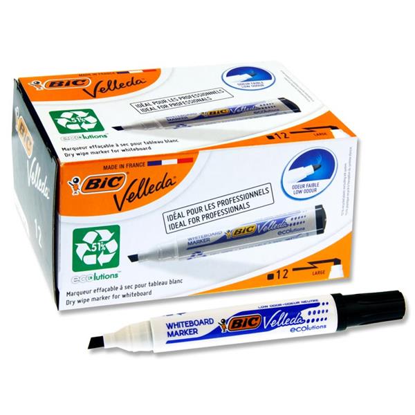 BIC VELLEDA CHISEL WB MARKER BK (904946)