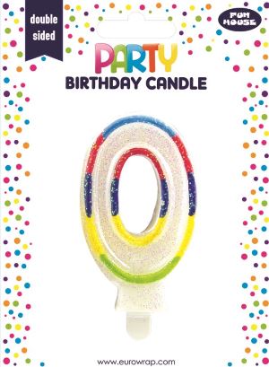 BIRTHDAY CANDLE 0 GLITTERED (6828-0-OBB)