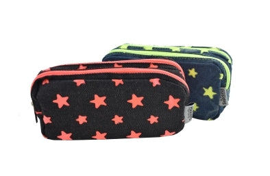 DOUBLE PENCIL CASE DENIM STARS (PC-4807)