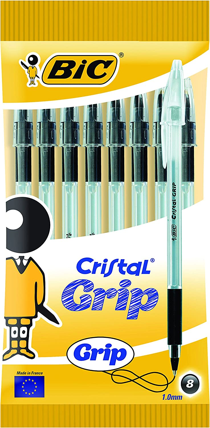 BIC CRISTAL 8 GRIP BALLPOINT PENS BLK