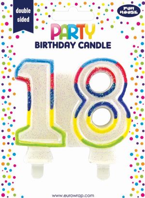 BIRTHDAY CANDLE 18 GLITTER (6834-18-OBB)