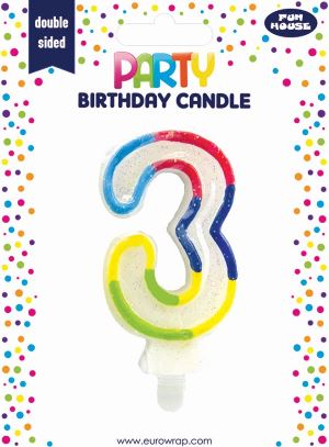BIRTHDAY CANDLE 3 GLITTERED (6828-3-OBB)