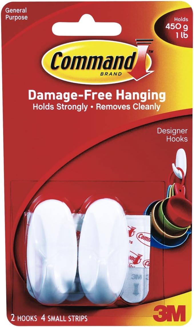 COMMAND 2PK SMALL WHITE HOOK (17082)