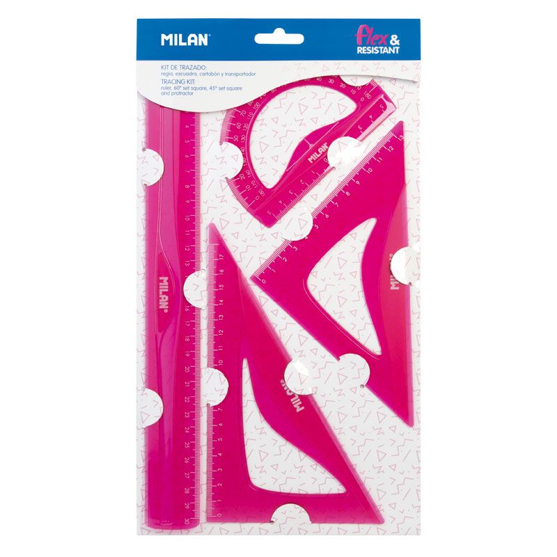 MILAN FLEXI RULER SET PINK (359801P)
