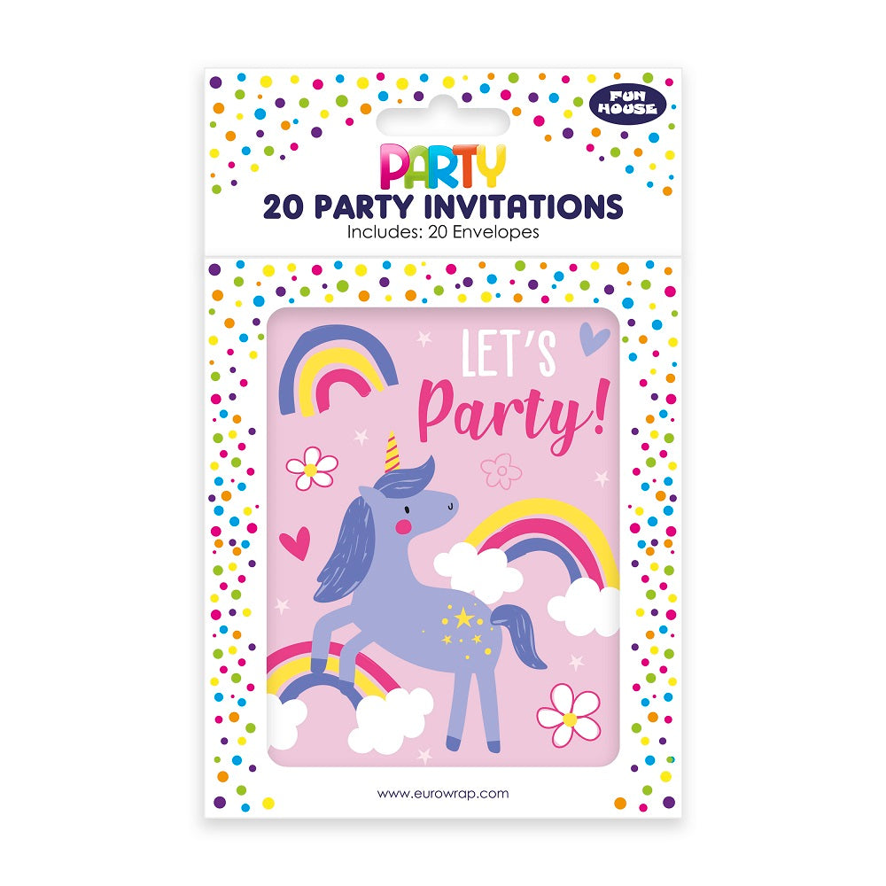 PARTY INVITES 20 UNICORN (33886-UPC)