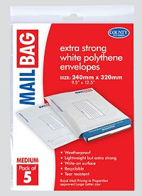 MAILING BAGS PP MEDIUM 24X32CM 5PK(C261)