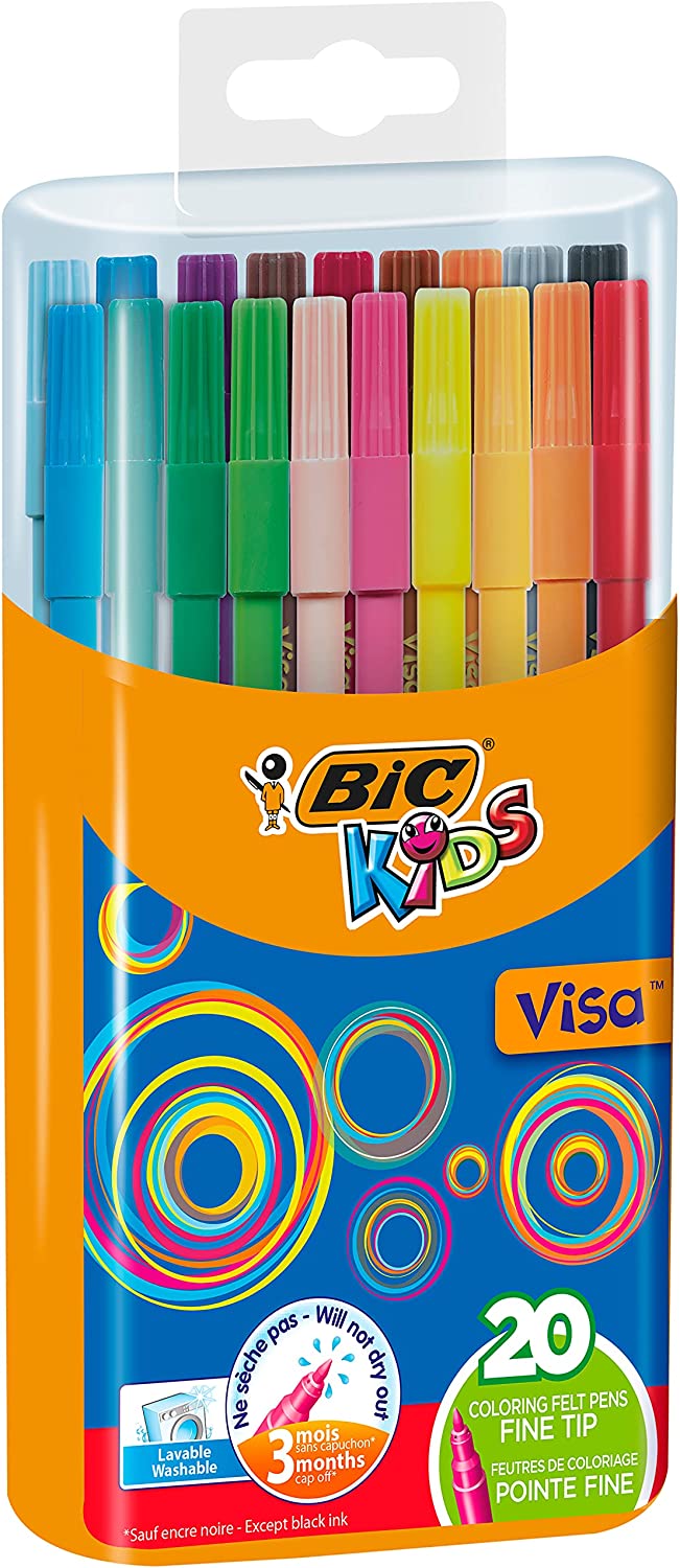 BIC KIDS VISA COLOURING MARKERS BOX20