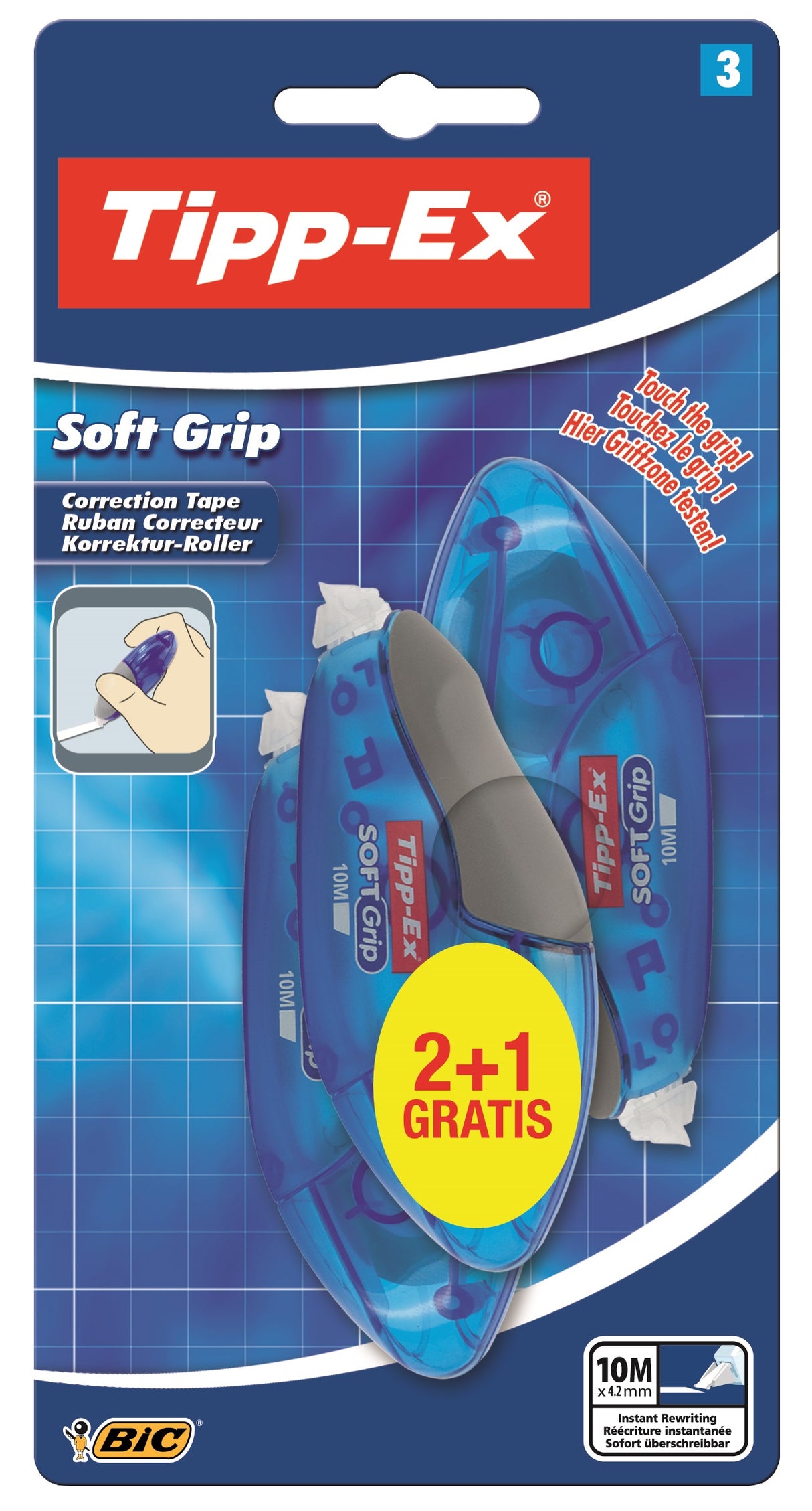 TIPP-EX 2+1 SOFT GRIP 10M MSE (7B493D3C)