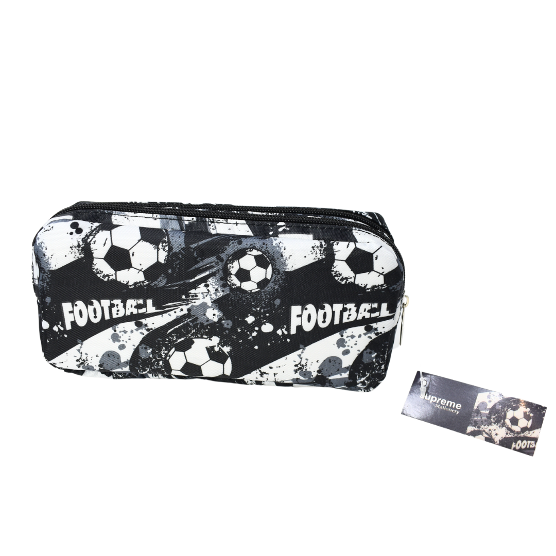 DOUBLE PENCIL CASE FOOTBALL BK (PC-1763)