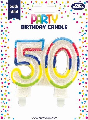 BIRTHDAY CANDLE 50 GLITERD (6834-50-OBB)