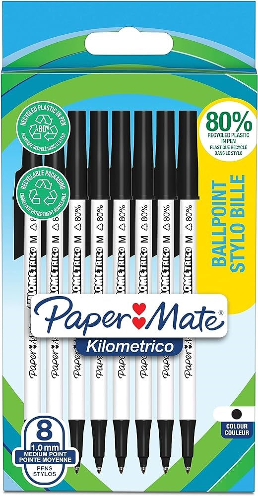 PAPERMATE RECYCLED PEN BLK BX8 (2187678)