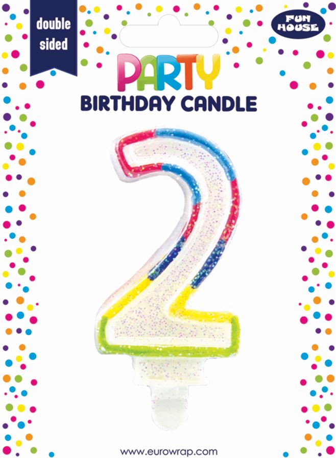 BIRTHDAY CANDLE 2 GLITTERED (6828-2-OBB)