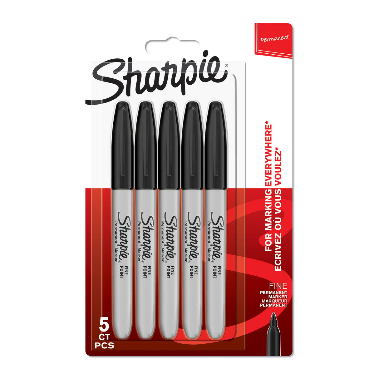 SHARPIE PERM MARKER BLACK 5PK (1986051)