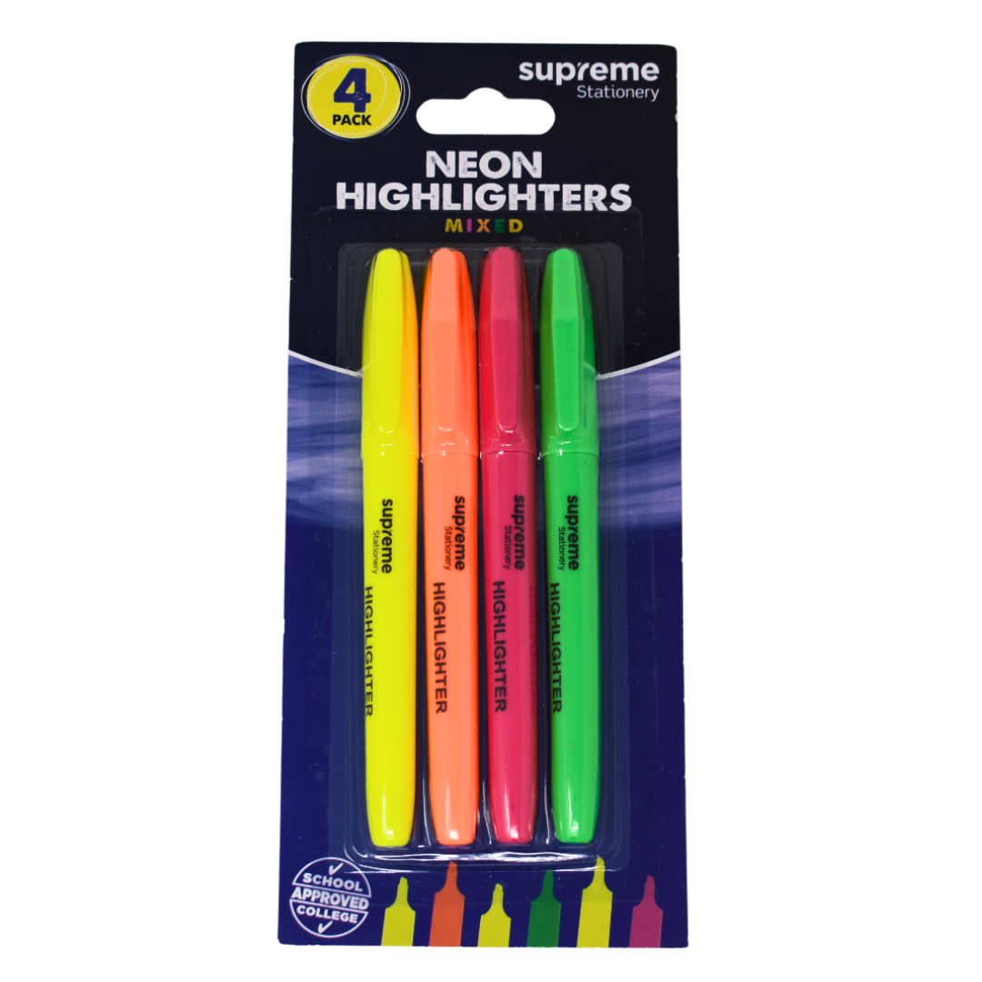 HIGHLIGHTER 4PK SLIM NEON (HL-8052)